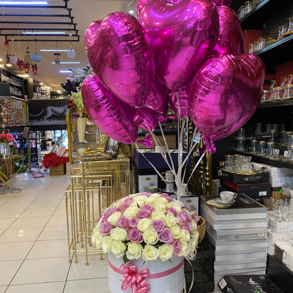  Alanya Flower Delivery VIP roses 15 purple balloons